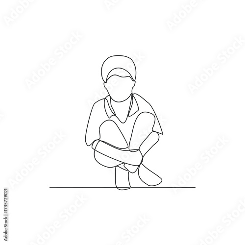 One continuous line drawing of homeless child activity vector illustration. homeless child theme design concept in simple linear continuous line. Great design for social campaign and social issue.