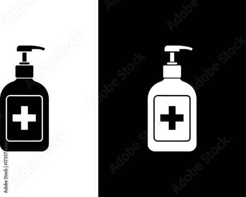 Hand Sanitizer Bottle Vector Outline Minimal Design.