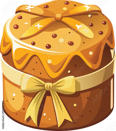 Christmas Panettone Celebration decorated panettone with yellow surface and berry topping