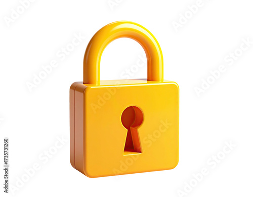 Shiny, yellow, 3D padlock against a black background, symbolizing security