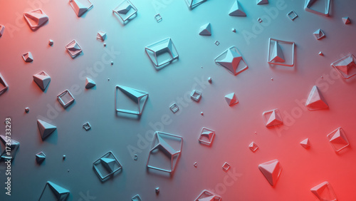 abstract crystal float in neon light