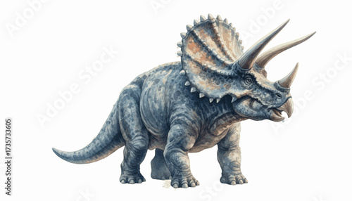 Cretaceous Wash Triceratops isolated watercolor vector illustration svg
