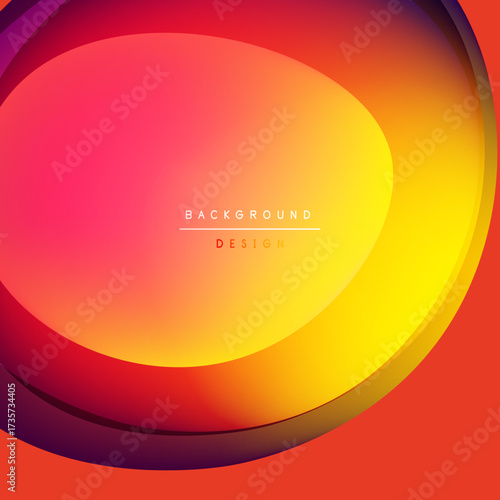 Abstract vibrant background. Orange, yellow, red hues blend smoothly. Overlapping oval shapes create depth, visual interest. Minimalist design.