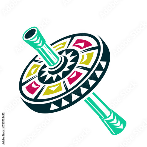 Takuru Spinner - Guarani Game Illustration Southern Cone Skill based spinning game Guarani Takuru Spinner