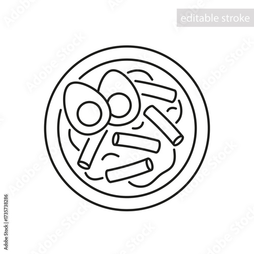 Tteokbokki line icon. Vector isolated element on white background, editable stroke