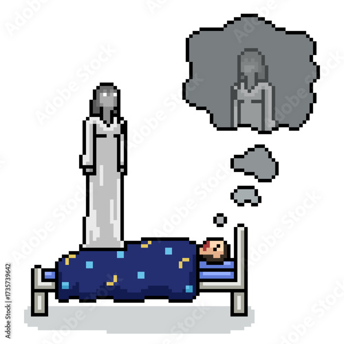 pixel art of sleep paralysis ghost