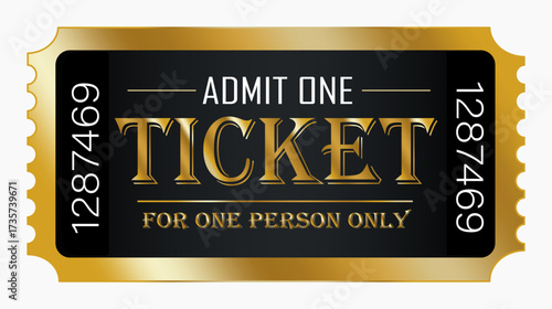 Golden Ticket Design Template Admit One, Luxury Event Pass