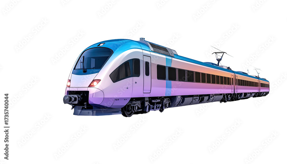 Naklejka premium Sleek, modern train design with gradient color scheme, isolated on black background