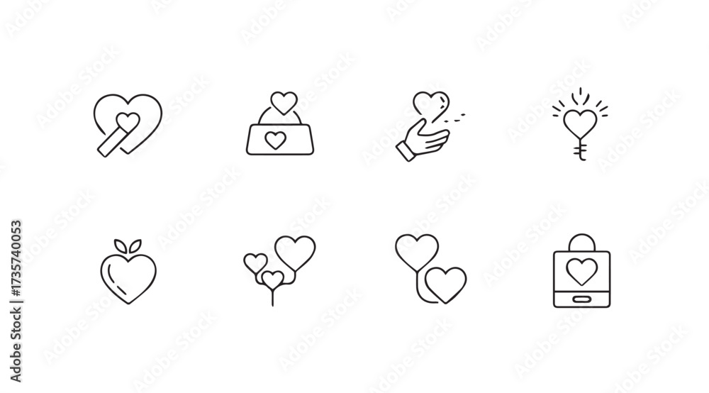 Fototapeta premium Vector art of heart icon collection