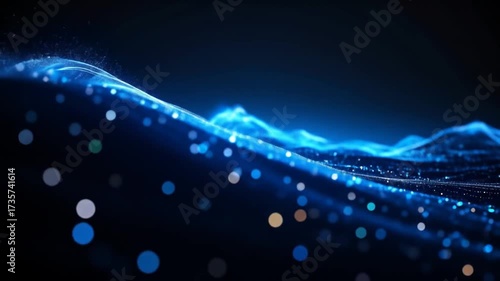 Abstract Blue Wave Particle Flow: Digital Ocean Simulation