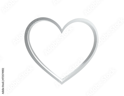 Isolated silvery heart-shaped outline on a stark black background