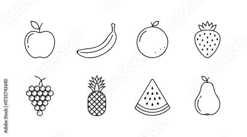Vector art of fruits line art set