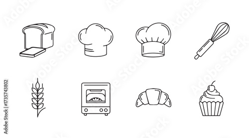 Vector art of bakery items line art