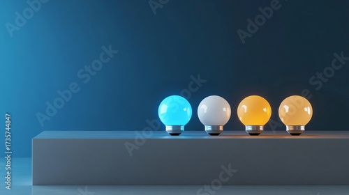 Illuminating Ideas: A set of colorful light bulbs symbolize innovation, ideas, and creative thinking in a dynamic composition of light and form.