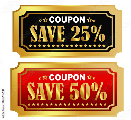 Discount Coupon Design Template - Save 25 Percent Voucher for Shopping, Retail, Sale, Promotion and Ecommerce Offers