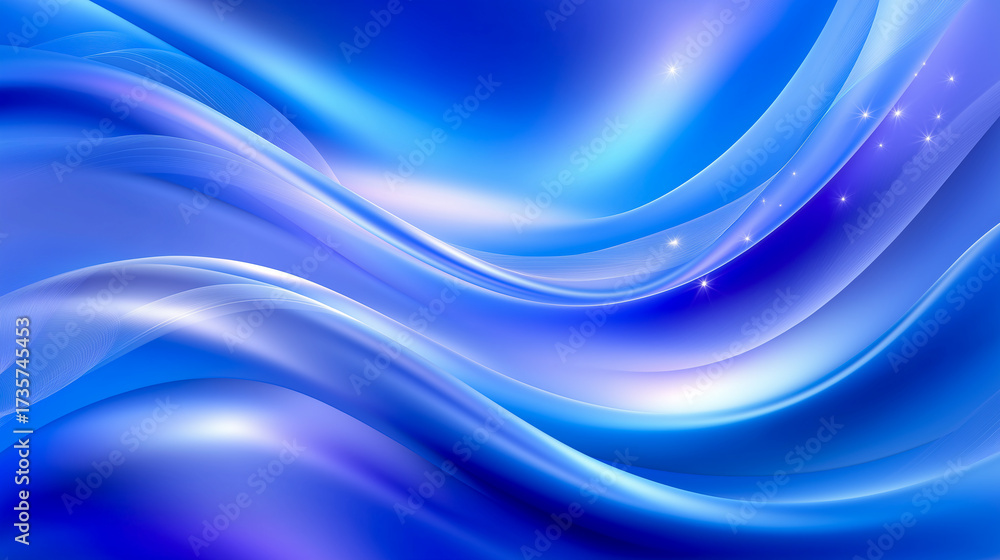 Obraz premium Fluid Azure Elegance: A mesmerizing illustration of flowing, abstract forms, reminiscent of gentle waves or ethereal smoke, rendered in a spectrum of radiant blues and subtle highlights.