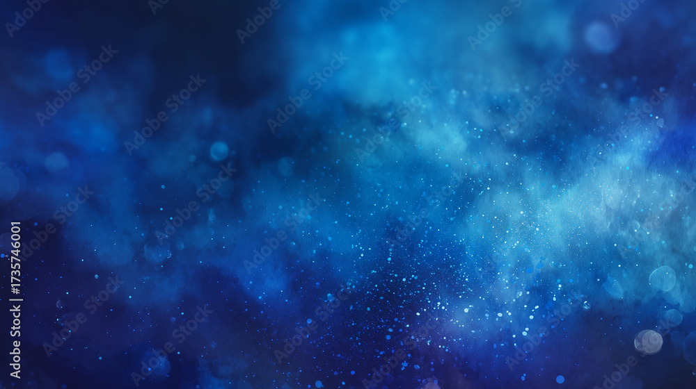 Fototapeta premium Abstract blue background with dark gradient and soft bokeh light effect in cosmic galaxy style