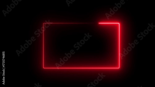 A neon rectangle icon features a glowing, rectangular outline in bright neon colors like blue, pink, or green, symbolizing modernity, focus, or boundaries, often used for buttons or navigation 