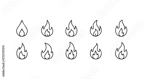 Vector art of fire flame line icons