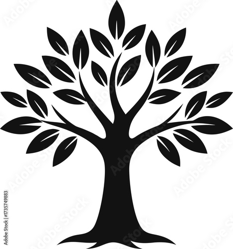 Olive Tree Silhouette Icon On Transparent Background