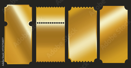 Golden Ticket Templates Collection – Luxury Empty Coupon, Voucher, and Event Entry Ticket Design Set