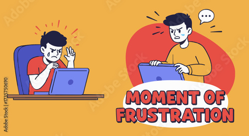 Moment of Frustration day vector illustration, boy