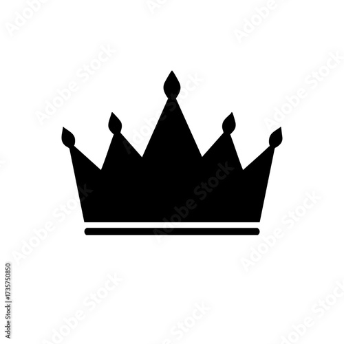 Simple Black Crown Silhouette Depicting Royalty and Leadership Concepts