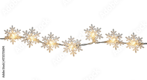 Delicate snowflake string lights casting a warm glow for festive winter decoration