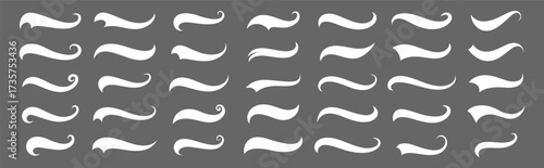 Vector swash swoosh flourish design elements. Curly swish tails and sporty plume swirl logo vector elements for retro banners 
