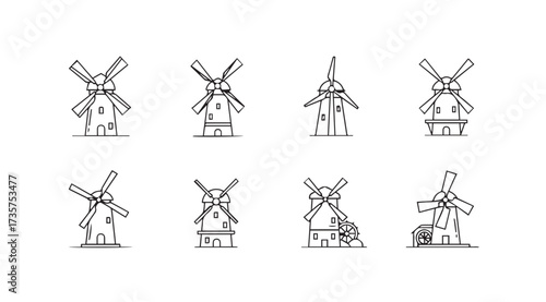 Vector art of windmills