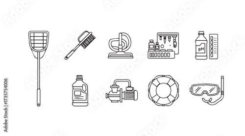 Vector art of pool equipment icons