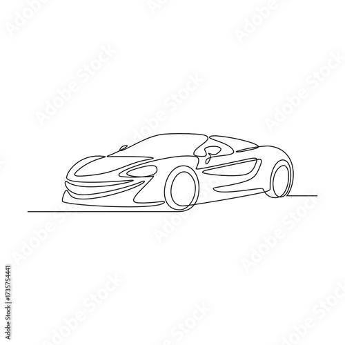 One continuous line drawing of Sports Car vector illustration. Sports Car theme design concept in simple linear continuous line style. Great design for business purpose and community event campaign