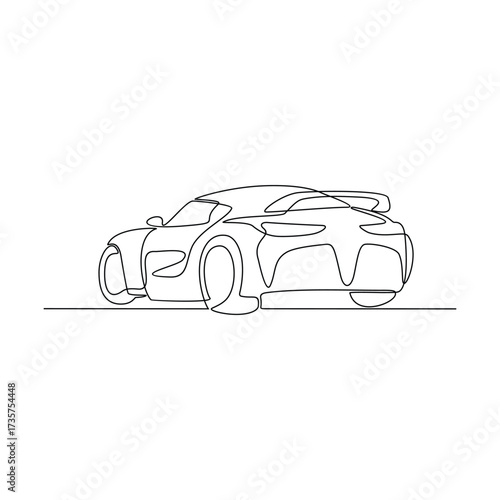 One continuous line drawing of Sports Car vector illustration. Sports Car theme design concept in simple linear continuous line style. Great design for business purpose and community event campaign