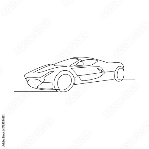 One continuous line drawing of Sports Car vector illustration. Sports Car theme design concept in simple linear continuous line style. Great design for business purpose and community event campaign