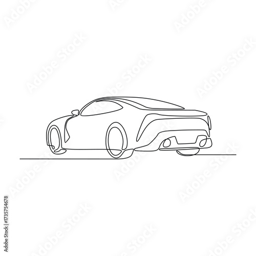 One continuous line drawing of Sports Car vector illustration. Sports Car theme design concept in simple linear continuous line style. Great design for business purpose and community event campaign