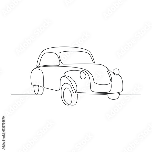 One continuous line drawing of Retro Car vector illustration. Retro Car theme design concept in simple linear continuous line style. Great design for business purpose and community event campaign