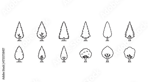 Vector art of trees isolated on white