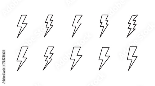 Vector art of lightning isolated on white