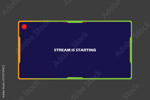 Game stream frames. Glow theme for live conference of gaming streamers, hud frame twitch streaming media gamer broadcast webcam box video screen, garish vector illustration of game screen futuristic