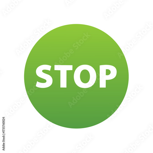 Contradictory green stop sign icon symbolizing go, start, and environmental action