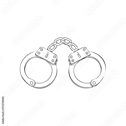 Handcuffs illustration in outline style, symbol of restraint and control