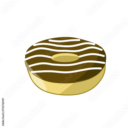 Vector illustration of delicious donut with chocolate and vanilla cream 
