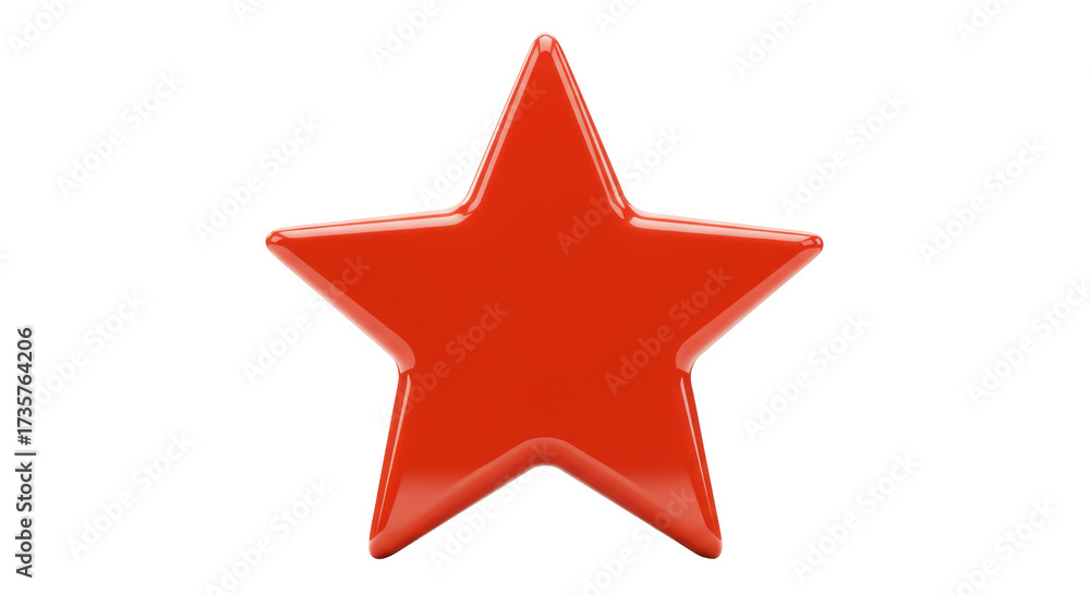 Fototapeta premium Shiny red star isolated on transparent background, three-dimensional rendering for graphic design and holiday decoration