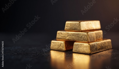 Wallpaper Mural Stack of Gold Bars Reflecting Light on Dark Surface. Torontodigital.ca