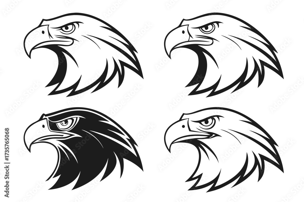 Obraz premium Minimalist abstract eagle head icon set