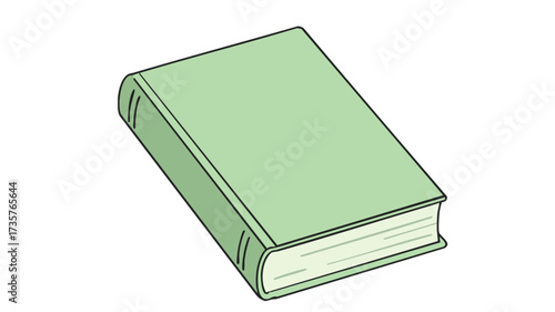 A simple illustration of a closed light green hardcover book on a white background.