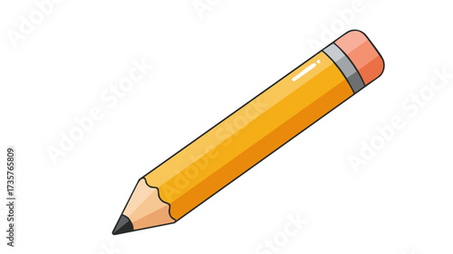 A classic yellow wooden pencil with a sharpened graphite tip and pink eraser, isolated on a white background.