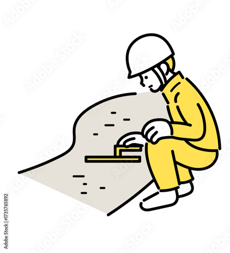 道路を舗装する土木技師の男性のイラスト