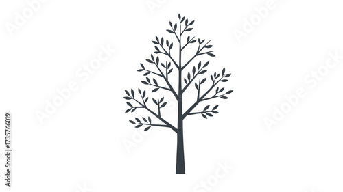 Simple graphic illustration of a stylized tree with sparse leaves on a white background.