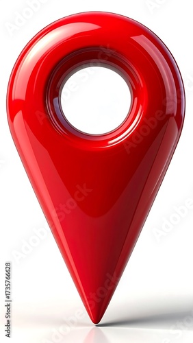 Bright red glossy map pin icon for navigation and precise location marking